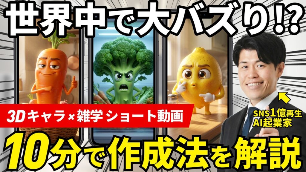 【日本初】大バズり中のAIショート動画を10分で作る方法を解説！食べ物が喋る動画が簡単に作れる？