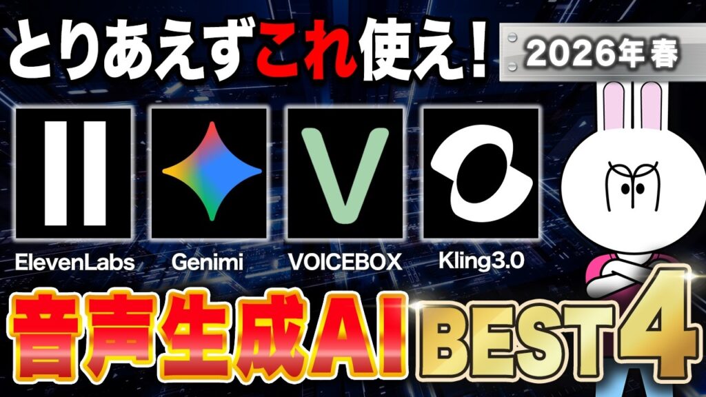 【知らないと損】動画生成で失敗しない音声AIの選び方…最新ツールを徹底比較！【2026年・最新版】