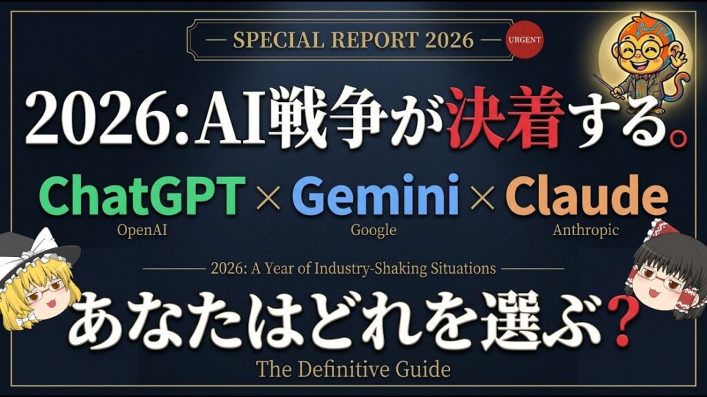 【ゆっくり解説】ChatGPT・Gemini・Claudeの選び方!用途別おすすめAIを完全解説【2026年最新】