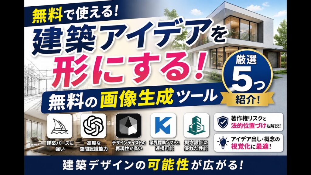 【建築・設計向け】無料の画像生成AIでも建築パースが作れる！実例付きおすすめ5選と活用のコツ